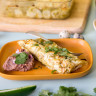 Quail Egg Crepe Breakfast Enchiladas