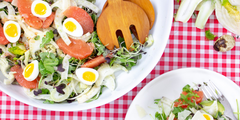 Fennel and Grapefruit Salad With Jammy Quail Eggs