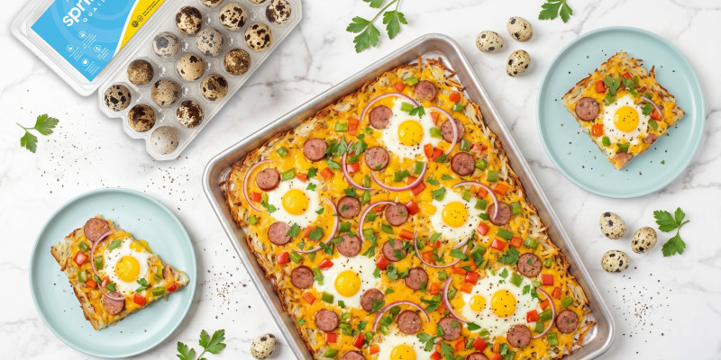 Andrea Lynn's Quail Egg Hashbrown Breakfast Pizza