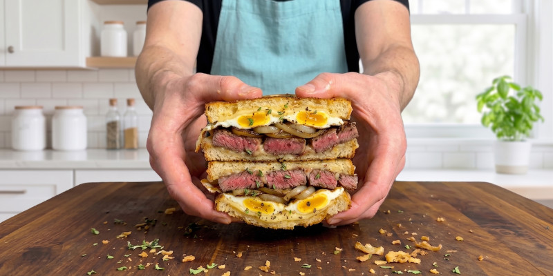 Chef Bayley Thielmann's Steak & Quail Eggs Sandwich