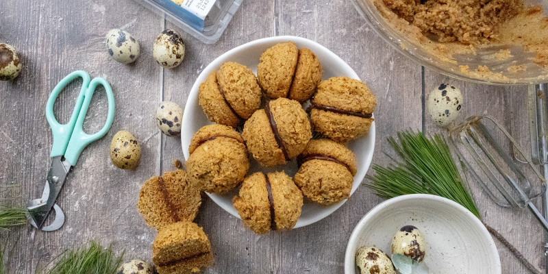 Chocolate Hazelnut Cookies with Quail Eggs