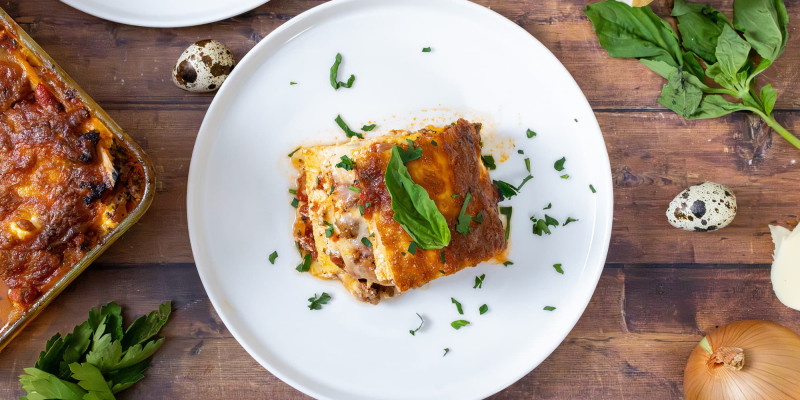 Keto Lasagna with Quail Eggs