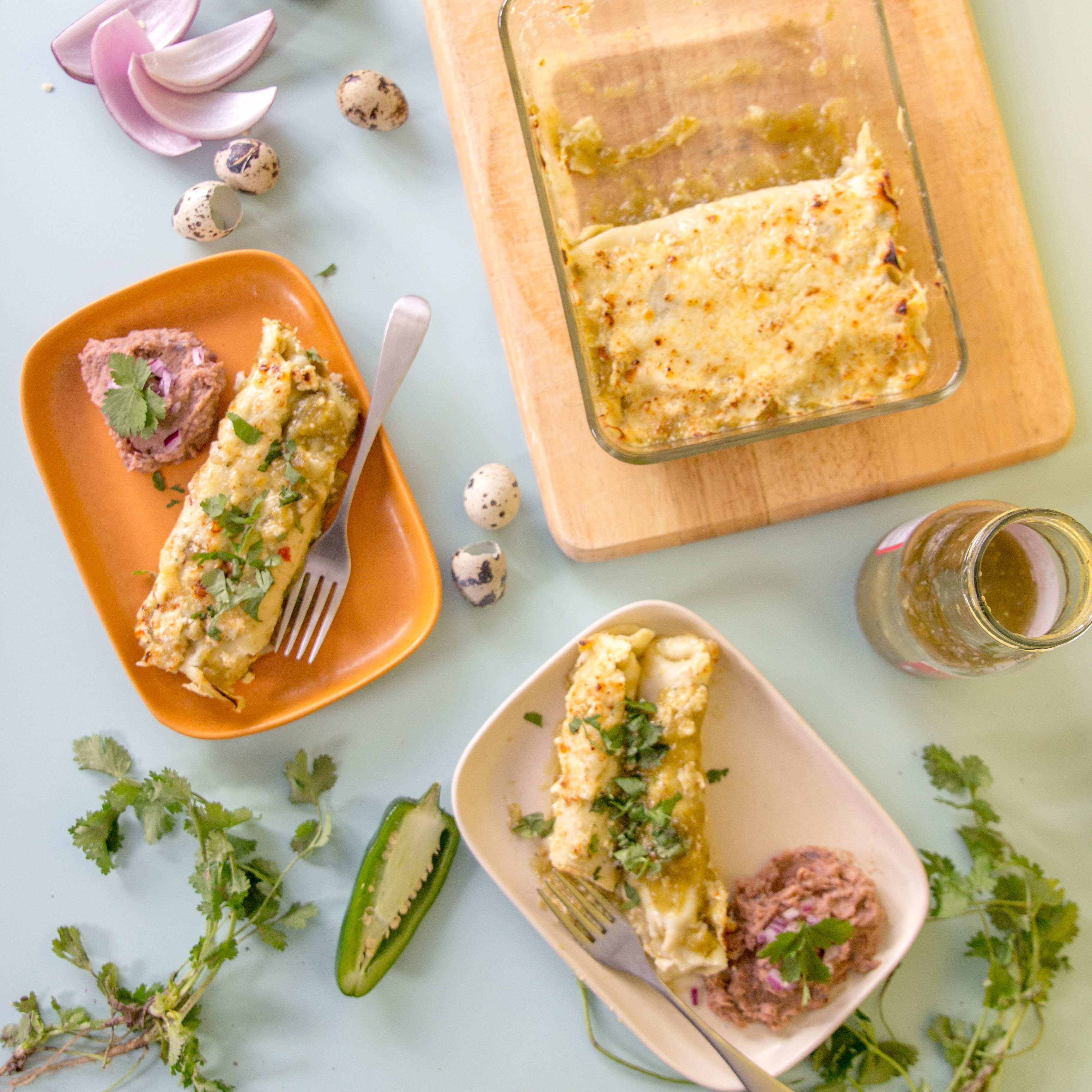 Quail Egg Crepe Breakfast Enchiladas