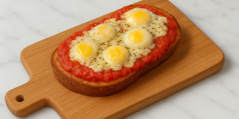 Pane al Pomodoro with Quail Eggs