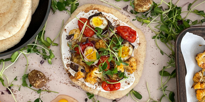 Pitas With Labneh, Za’atar & Quail Eggs