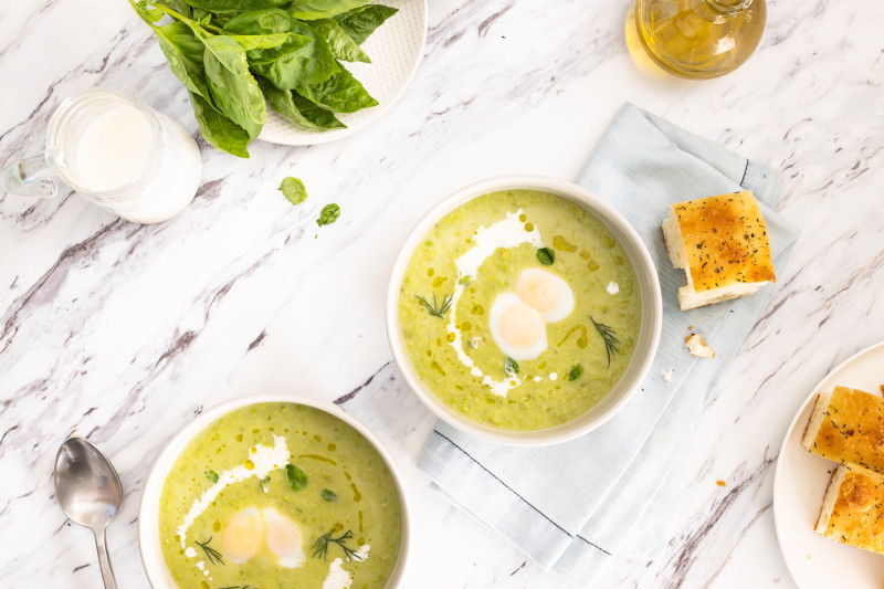 quail eggs in creamy soup