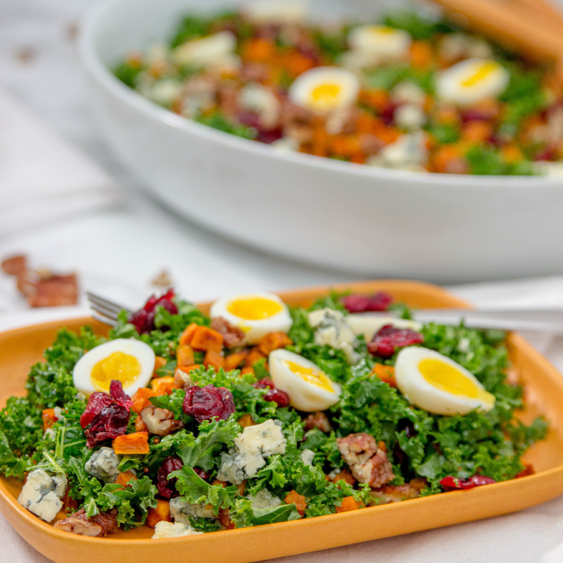 kale salad with quail eggs