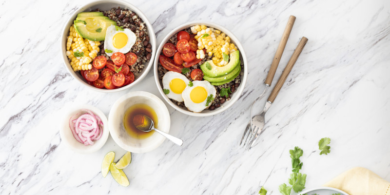 Hearty Grain Bowl With Quail Eggs