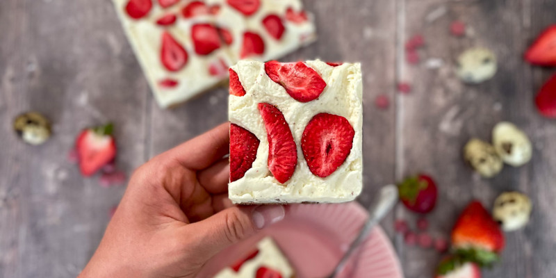 Strawberry Brown Butter Blondies With Quail Eggs