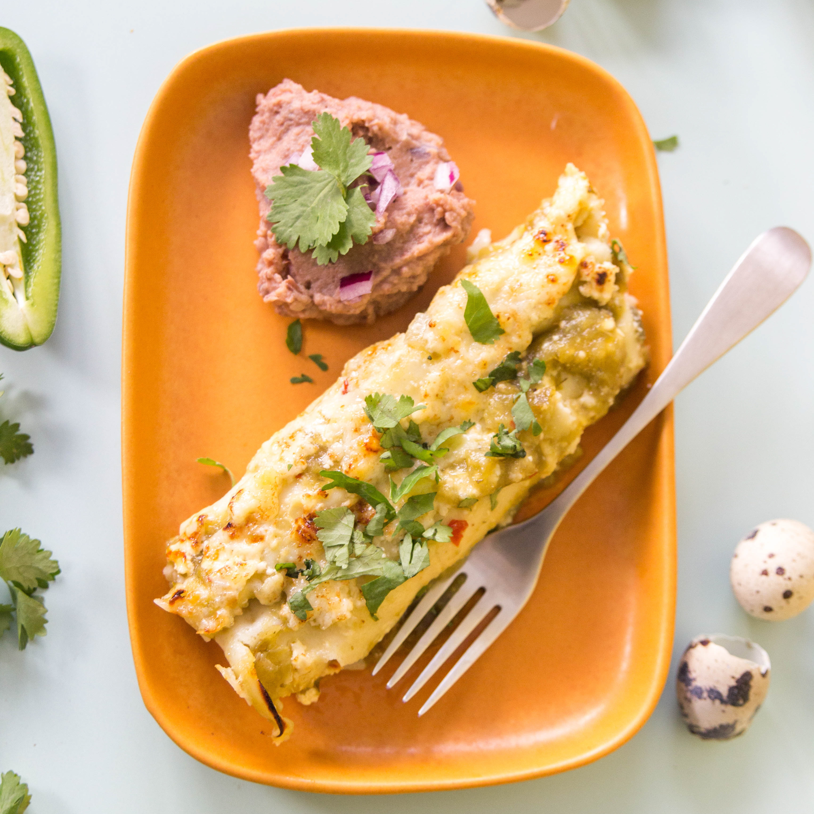 Quail Egg Crepe Breakfast Enchiladas